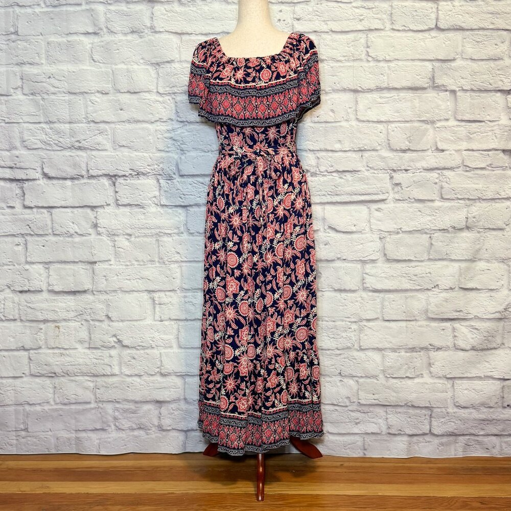 Margaux Riviera Red White & Blue Floral Maxi Dress